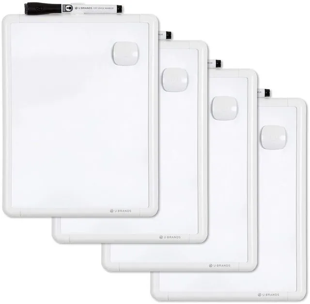 Main image of Contempo Magnetic Dry Erase Board White Board Bundle, 8.5 x 11, White Modern Frame, Includes 4 Boards, 4 Markers, and 4 Magnets