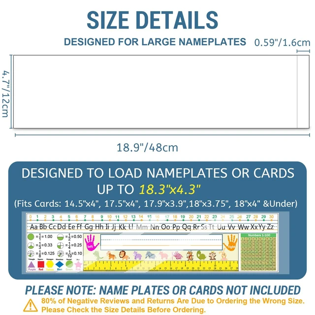 Alt view image 2 of 7 - 40 PCS Nameplate Pocket, 18.9" x 4.7" Adhesive Desk Name Tag Sleeves Easy Remove Nameplates Holder, Thicken Clear Scratch Proof Name Tag Pockets for Classroom Desk