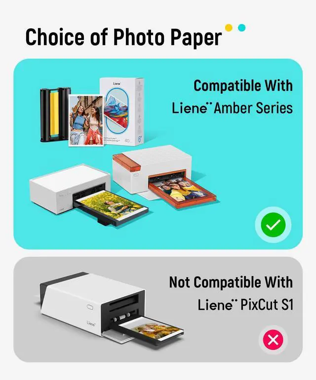 Alt view image 2 of 7 - Amber M100/M200/M110/M210 4x6'' Photo Printer Paper & Cartridge, 1 Cartridge Refill & 40 Photo Papers- 40 Pack Only for DHP512/DHP513/DHP514/DHP515