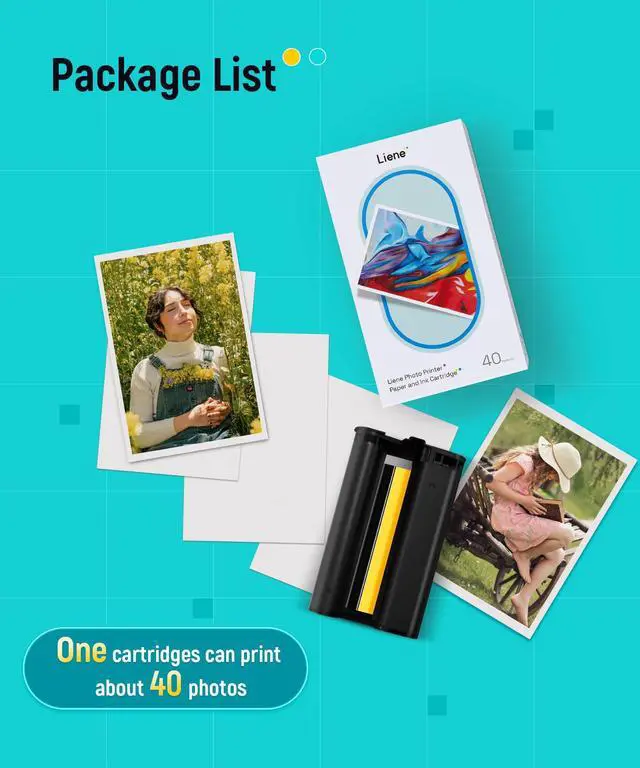 Alt view image 4 of 7 - Amber M100/M200/M110/M210 4x6'' Photo Printer Paper & Cartridge, 1 Cartridge Refill & 40 Photo Papers- 40 Pack Only for DHP512/DHP513/DHP514/DHP515