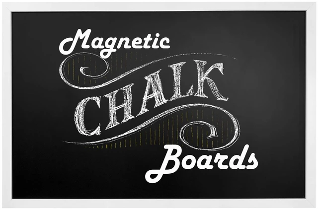 Main image of Magnetic Chalkboard, Magnetic Board for Wall, 36 x 24, White Notes, Lists & Magnets, Mounting Hardware Included, Hang Vertical or Horizontal, Stain Resistant, Menu Board for Kitchen
