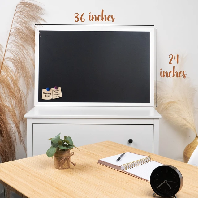 Alt view image 3 of 7 - Magnetic Chalkboard, Magnetic Board for Wall, 36 x 24, White Notes, Lists & Magnets, Mounting Hardware Included, Hang Vertical or Horizontal, Stain Resistant, Menu Board for Kitchen