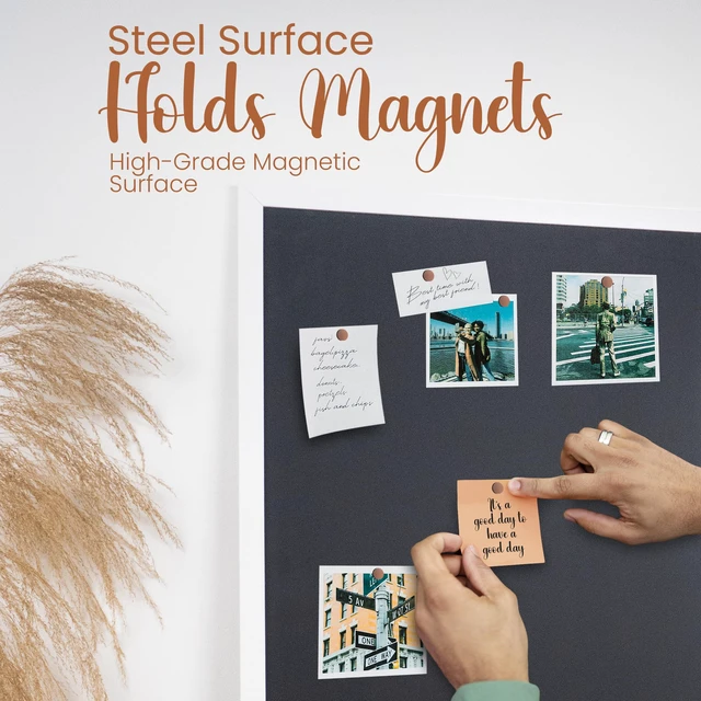 Alt view image 4 of 7 - Magnetic Chalkboard, Magnetic Board for Wall, 36 x 24, White Notes, Lists & Magnets, Mounting Hardware Included, Hang Vertical or Horizontal, Stain Resistant, Menu Board for Kitchen