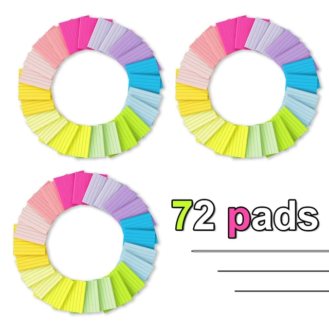 Alt view image 2 of 7 - (72 Pack) Lined Sticky Notes 3x3 in,Bright Notepads with Lines Ruled Stickies,Super Sticking Power,Office School Memo Note Pads,Post on Windows Doors,Recyclable,Easy to Write on