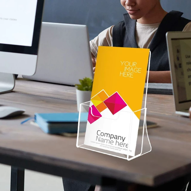 Alt view image 7 of 7 - 6 Pack 8.5'' x 5.5'' Acrylic Bi-fold Brochure Holder,Clear Plastic Counter top Flyer Organizers