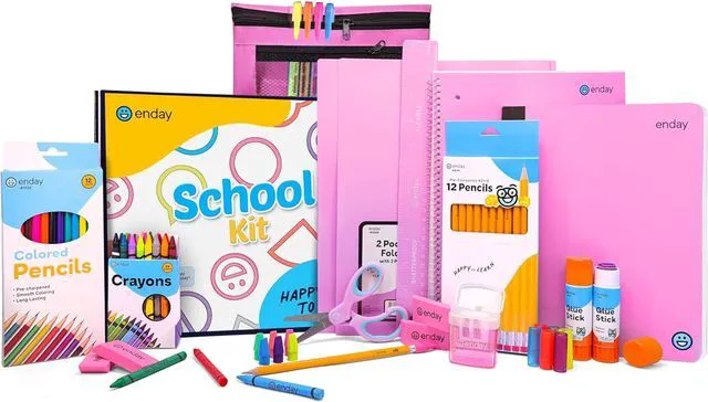 Main image of Back to School Supplies for Kids, School Supply Grades K-5 Premium Quality Kids School Supplies Kit, Kindergarten School Supplies, 78 Pcs Set (Pink, 1 Kit)