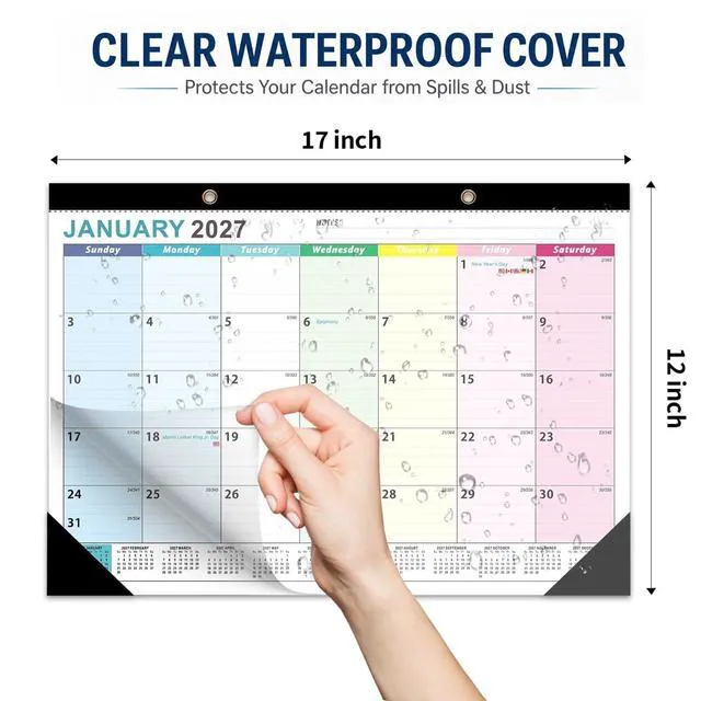 Alt view image 3 of 6 - Desk Calendar 2026-2027, 19 Month Jun 2026 - Dec 2027, 17x12in Desktop Calendar with Thick Paper, Large Blocks for Home & Office (2 Pack)