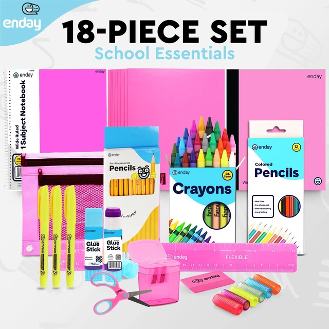 Alt view image 4 of 6 - Back to School Supplies for Kids, School Supply Grades K-5 Premium Quality Kids School Supplies Kit, Kindergarten School Supplies, 78 Pcs Set (Pink, 1 Kit)