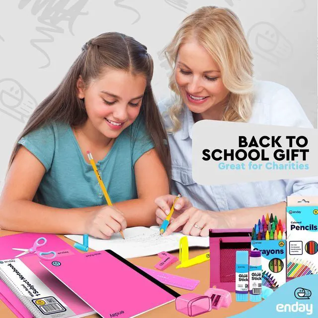 Alt view image 6 of 6 - Back to School Supplies for Kids, School Supply Grades K-5 Premium Quality Kids School Supplies Kit, Kindergarten School Supplies, 78 Pcs Set (Pink, 1 Kit)