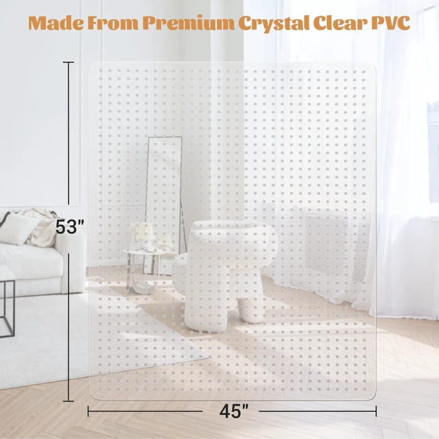 Alt view image 2 of 7 - Office Chair Mat for Carpet, Computer Desk Mat Clear Desk Chair Mat for Home Rolling Chair,Heavy Duty Floor Protector for Office-Easy to Clean,Anti-Slip-45 x53 Rectangular