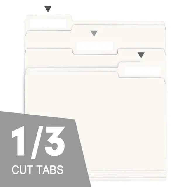 Alt view image 3 of 7 - File Folder, 150 Pack 1/3 Cut Tab File Folders Letter Size, Folders for Dcouments, Folders with Tab Great for Organizing and Easy File Storage, White