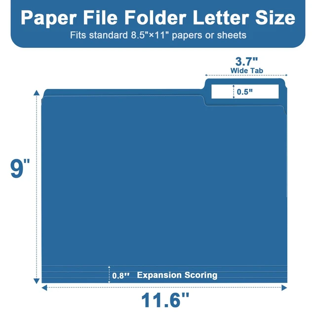 Alt view image 2 of 7 - File Folder, 150 Pack 1/3 Cut Tab File Folders Letter Size, Colored File Folders for Office Classroom Use, Colored Folders with Tabs, Assorted 5 Colors