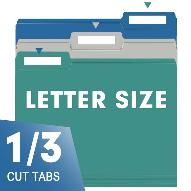 Alt view image 3 of 7 - File Folder, 150 Pack 1/3 Cut Tab File Folders Letter Size, Colored File Folders for Office Classroom Use, Colored Folders with Tabs, Assorted 5 Colors