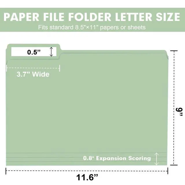 Alt view image 2 of 7 - File Folder, 150 Pack Colored File Folders, 1/3 Cut Tab File Folder Letter Size, Filing Folders with Tabs for Office School Business Use, Assorted 10 Colors