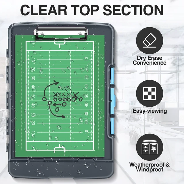 Alt view image 3 of 7 - Original Clipboard with Dual Storage, Heavy Duty Clip Boards 8.5x11 Dual Compartment, Clearview, Dry Erase, High Capacity, Real Hinge, High Capacity, Pen Holder, Coach School & Office Supplies