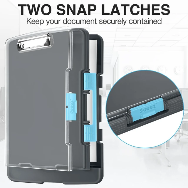 Alt view image 5 of 7 - Original Clipboard with Dual Storage, Heavy Duty Clip Boards 8.5x11 Dual Compartment, Clearview, Dry Erase, High Capacity, Real Hinge, High Capacity, Pen Holder, Coach School & Office Supplies