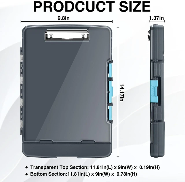 Alt view image 6 of 7 - Original Clipboard with Dual Storage, Heavy Duty Clip Boards 8.5x11 Dual Compartment, Clearview, Dry Erase, High Capacity, Real Hinge, High Capacity, Pen Holder, Coach School & Office Supplies