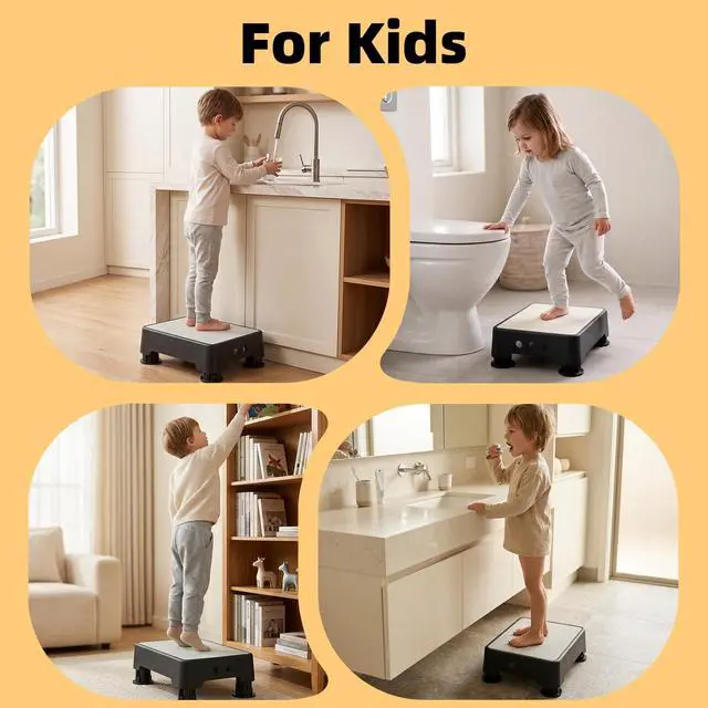Alt view image 5 of 7 - Adjustable Step Stool for Adults, Toddler Step Stools, 700 LBS Capacity Non-Slip Safety Step Platform for Elderly and Kids, Portable Stair Assist for Cars, Bedside, Kitchen, and Shower, White