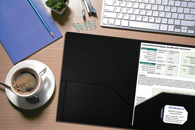 Alt view image 2 of 6 - Heavyweight Plastic 2 Pocket Portfolio Folder, Letter Size Poly Folders 24 Pack (Black)