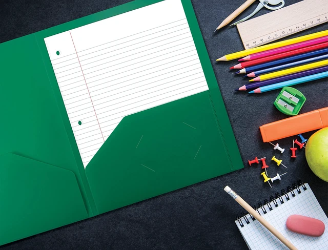 Alt view image 6 of 6 - Heavyweight Plastic 2 Pocket Portfolio Folder, Letter Size Poly Folders 24 Pack (Green)
