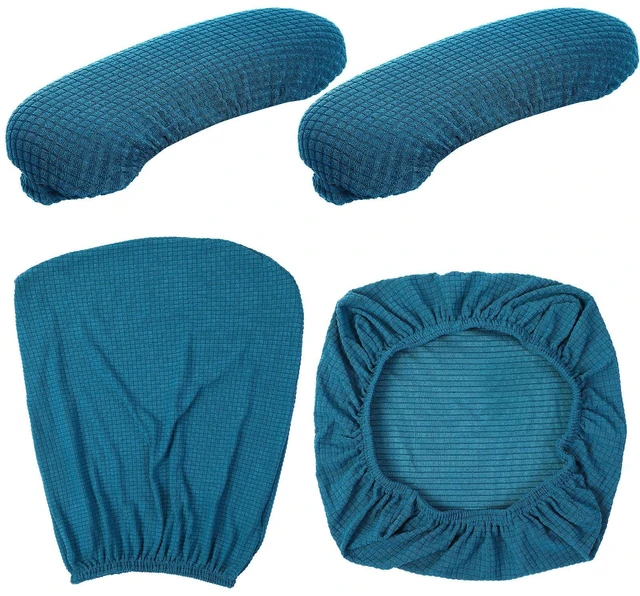 Alt view image 2 of 7 - 4 Pcs Office Chair Covers Stretchable Armrest Seat,XL,Emerald Green Universal Fit Office Desk Chairs, Protective Seat Backrest Slipcovers, Stretchable Prevent Wear, Easy Install for Rotating