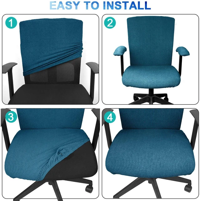 Alt view image 6 of 7 - 4 Pcs Office Chair Covers Stretchable Armrest Seat,XL,Emerald Green Universal Fit Office Desk Chairs, Protective Seat Backrest Slipcovers, Stretchable Prevent Wear, Easy Install for Rotating