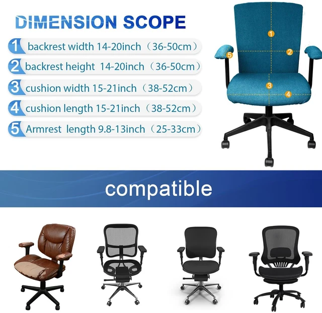 Alt view image 4 of 7 - 4 Pcs Office Chair Covers Stretchable Armrest Seat,XL,Emerald Green Universal Fit Office Desk Chairs, Protective Seat Backrest Slipcovers, Stretchable Prevent Wear, Easy Install for Rotating