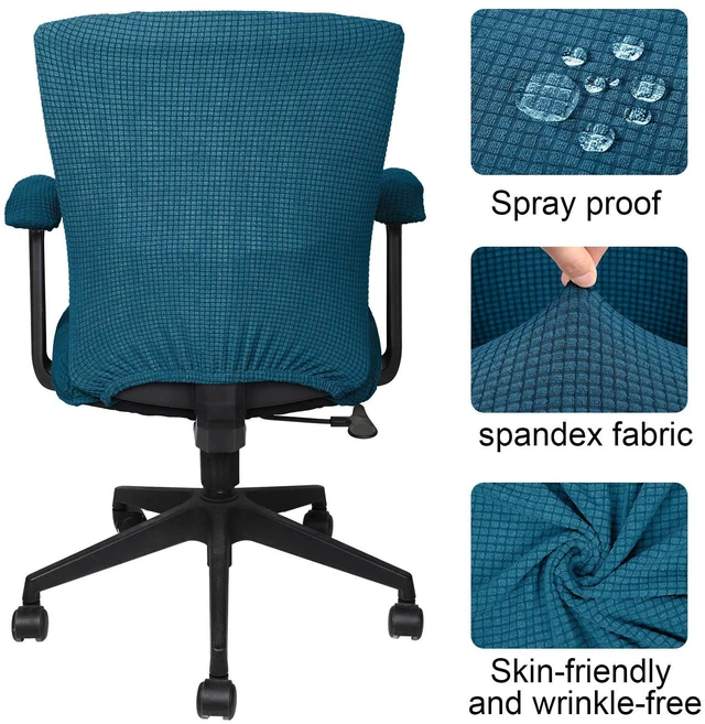 Alt view image 5 of 7 - 4 Pcs Office Chair Covers Stretchable Armrest Seat,XL,Emerald Green Universal Fit Office Desk Chairs, Protective Seat Backrest Slipcovers, Stretchable Prevent Wear, Easy Install for Rotating