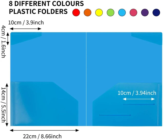 Alt view image 3 of 7 - 32pcs Plastic Folders with Pockets, Heavy Duty Folders with 4 Pockets for Office and School, Letter Size, 8 Assorted Colors