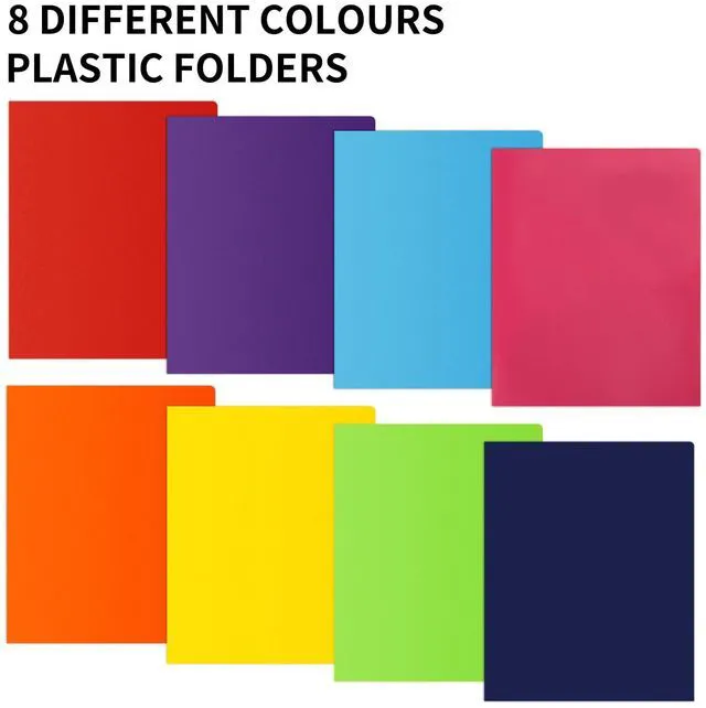 Alt view image 5 of 7 - 32pcs Plastic Folders with Pockets, Heavy Duty Folders with 4 Pockets for Office and School, Letter Size, 8 Assorted Colors