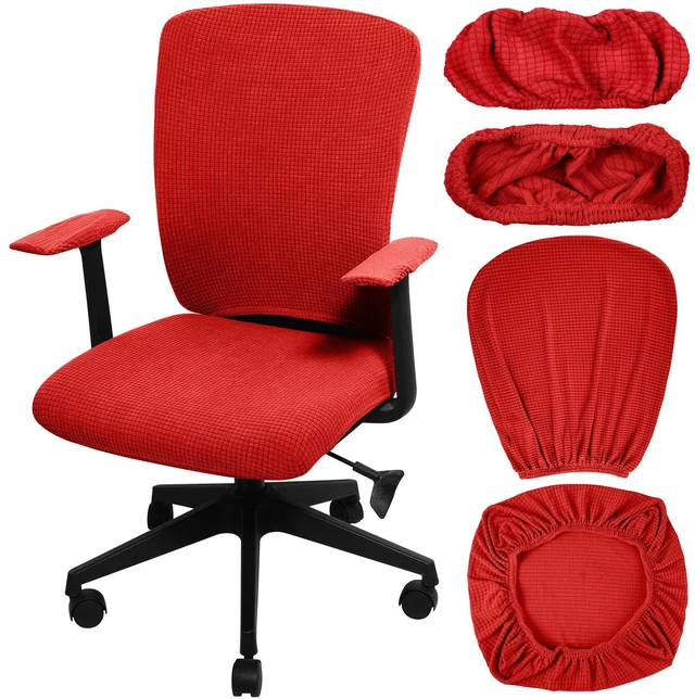 Main image of 4 Pcs Office Chair Covers Stretchable Armrest Seat,XL,Red Universal Fit Office Desk Chairs, Protective Seat Backrest Slipcovers, Stretchable Prevent Wear, Easy Install for Rotating