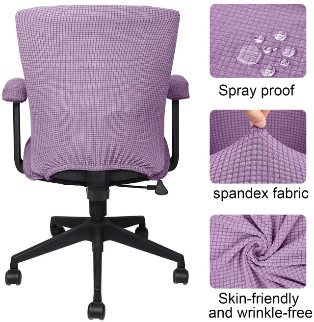 Alt view image 5 of 7 - 4 Pcs Office Chair Covers Stretchable Armrest Seat,XL,Lilac Purple Universal Fit Office Desk Chairs, Protective Seat Backrest Slipcovers, Stretchable Prevent Wear, Easy Install for Rotating