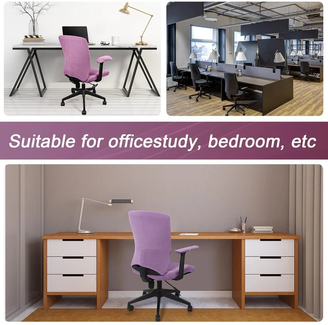Alt view image 7 of 7 - 4 Pcs Office Chair Covers Stretchable Armrest Seat,XL,Lilac Purple Universal Fit Office Desk Chairs, Protective Seat Backrest Slipcovers, Stretchable Prevent Wear, Easy Install for Rotating