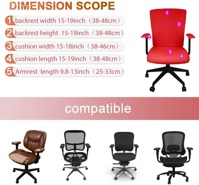 Alt view image 2 of 6 - 4 Pcs Office Chair Covers Stretchable Armrest Seat,XL,Red Universal Fit Office Desk Chairs, Protective Seat Backrest Slipcovers, Stretchable Prevent Wear, Easy Install for Rotating