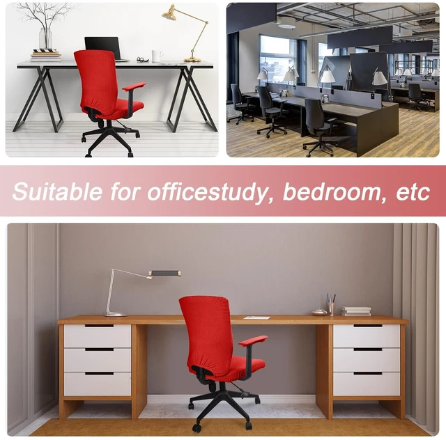 Alt view image 5 of 6 - 4 Pcs Office Chair Covers Stretchable Armrest Seat,XL,Red Universal Fit Office Desk Chairs, Protective Seat Backrest Slipcovers, Stretchable Prevent Wear, Easy Install for Rotating