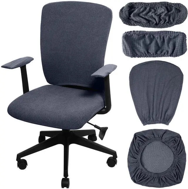 Main image of 4 Pcs Office Chair Covers Stretchable Armrest Seat,XL,Dark Gray Universal Fit Office Desk Chairs, Protective Seat Backrest Slipcovers, Stretchable Prevent Wear, Easy Install for Rotating