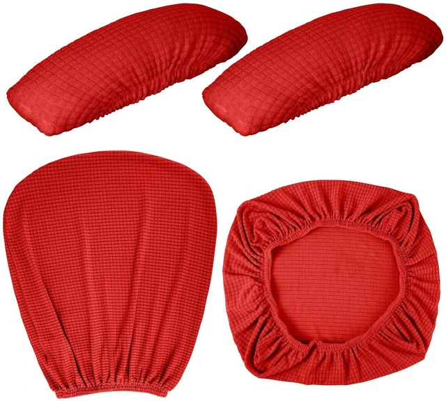 Alt view image 6 of 6 - 4 Pcs Office Chair Covers Stretchable Armrest Seat,XL,Red Universal Fit Office Desk Chairs, Protective Seat Backrest Slipcovers, Stretchable Prevent Wear, Easy Install for Rotating