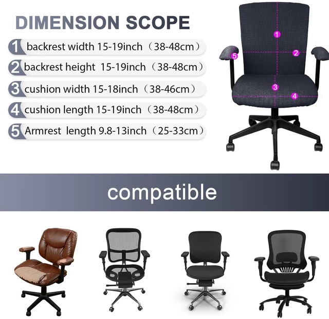 Alt view image 2 of 7 - 4 Pcs Office Chair Covers Stretchable Armrest Seat,XL,Dark Gray Universal Fit Office Desk Chairs, Protective Seat Backrest Slipcovers, Stretchable Prevent Wear, Easy Install for Rotating