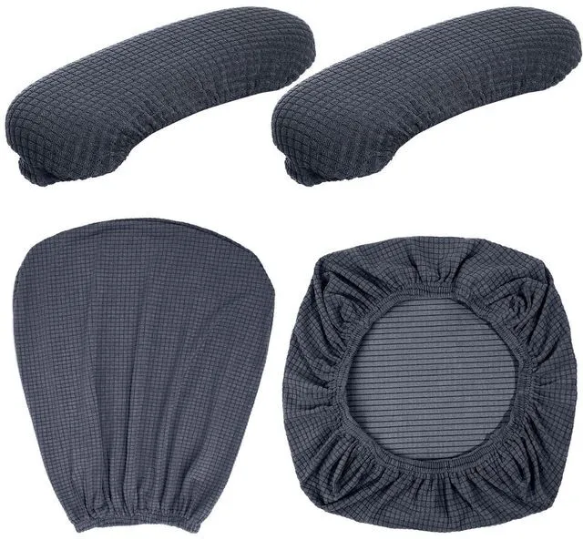 Alt view image 7 of 7 - 4 Pcs Office Chair Covers Stretchable Armrest Seat,XL,Dark Gray Universal Fit Office Desk Chairs, Protective Seat Backrest Slipcovers, Stretchable Prevent Wear, Easy Install for Rotating