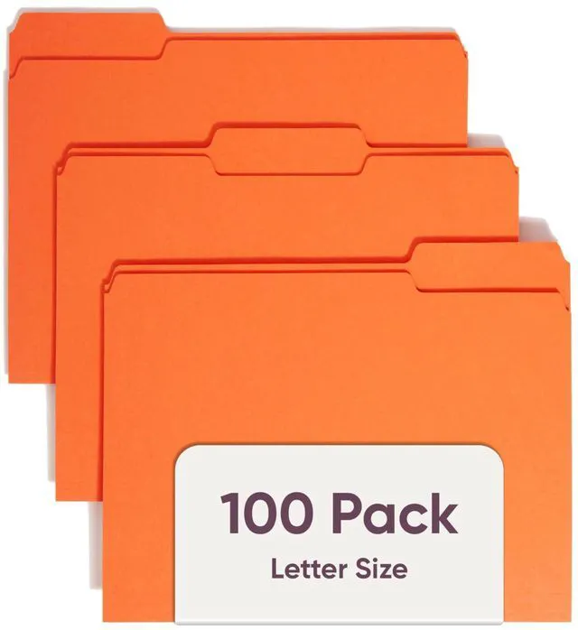 Main image of Colored File Folder, 1/3-Cut Tab, Letter Size, Orange, 100 per Box (12543)
