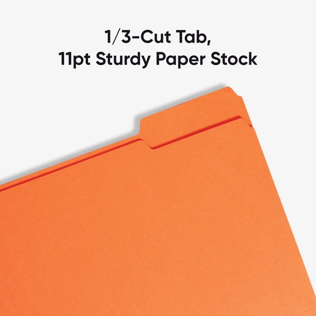 Alt view image 4 of 7 - Colored File Folder, 1/3-Cut Tab, Letter Size, Orange, 100 per Box (12543)