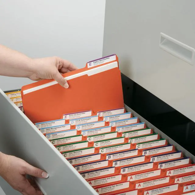 Alt view image 6 of 7 - Colored File Folder, 1/3-Cut Tab, Letter Size, Orange, 100 per Box (12543)