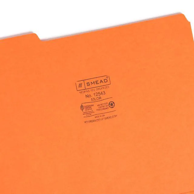 Alt view image 7 of 7 - Colored File Folder, 1/3-Cut Tab, Letter Size, Orange, 100 per Box (12543)