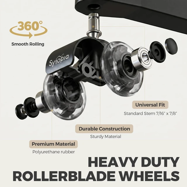 Alt view image 4 of 7 - Office Chair Wheels 2" Desk Chair Caster Wheels Smooth Roller Style Quiet for Carpet and Hardwood Floors Universal Fit 11x22 mm Set of 5 Black