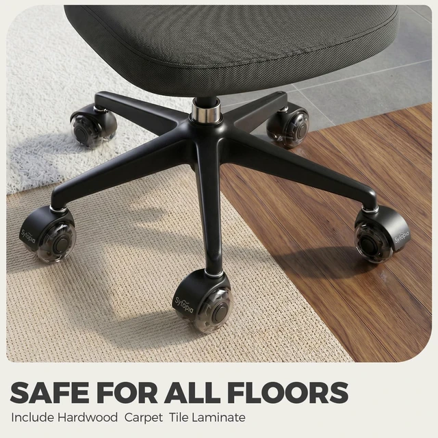 Alt view image 7 of 7 - Office Chair Wheels 2" Desk Chair Caster Wheels Smooth Roller Style Quiet for Carpet and Hardwood Floors Universal Fit 11x22 mm Set of 5 Black