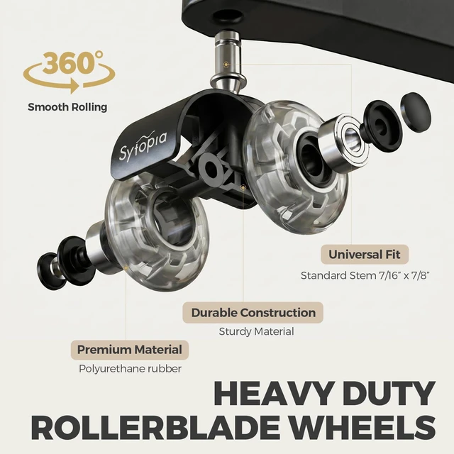 Alt view image 3 of 7 - Office Chair Wheels 2" Desk Chair Caster Wheels Smooth Roller Style Quiet for Carpet and Hardwood Floors Universal Fit 11x22 mm Set of 5 Grey
