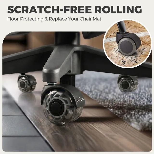 Alt view image 6 of 7 - Office Chair Wheels 2" Desk Chair Caster Wheels Smooth Roller Style Quiet for Carpet and Hardwood Floors Universal Fit 11x22 mm Set of 5 Grey