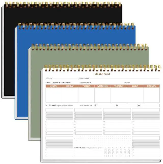 Main image of (3-Pack) Weekly Productivity Planner - 8.5" x 11" Dashboard Desk Notepad Has 6 Focus Areas to List Tasks for Goals, Projects, Clients, Academic or Meal-Organize Your Daily Work Efficiently, 54 Weeks