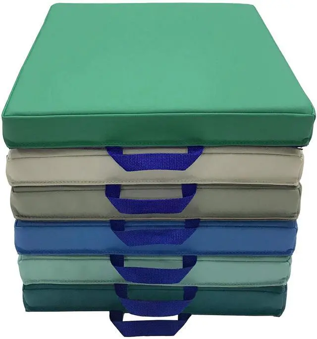 Main image of SoftScape 15 inch Square Classroom Floor Cushions with Handles; Flexible Seating for Daycare, Preschool, Playroom; 2 inch Thick Deluxe Foam (6-Piece) - Contemporary, 12228-CT