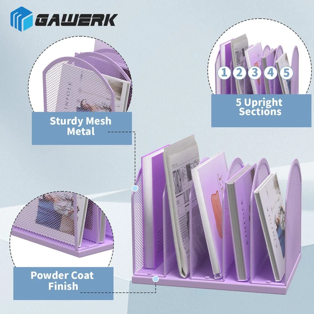 Alt view image 3 of 7 - 5-Section Vertical Desktop Organizer, 6-Section Mesh File Folder Stand Sorter for Office Home Classroom Organization